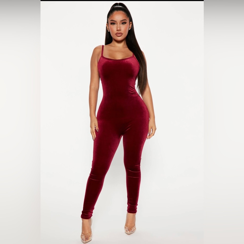 Always This Velvet Jumpsuit - Burgundy NWT - Sz. Small